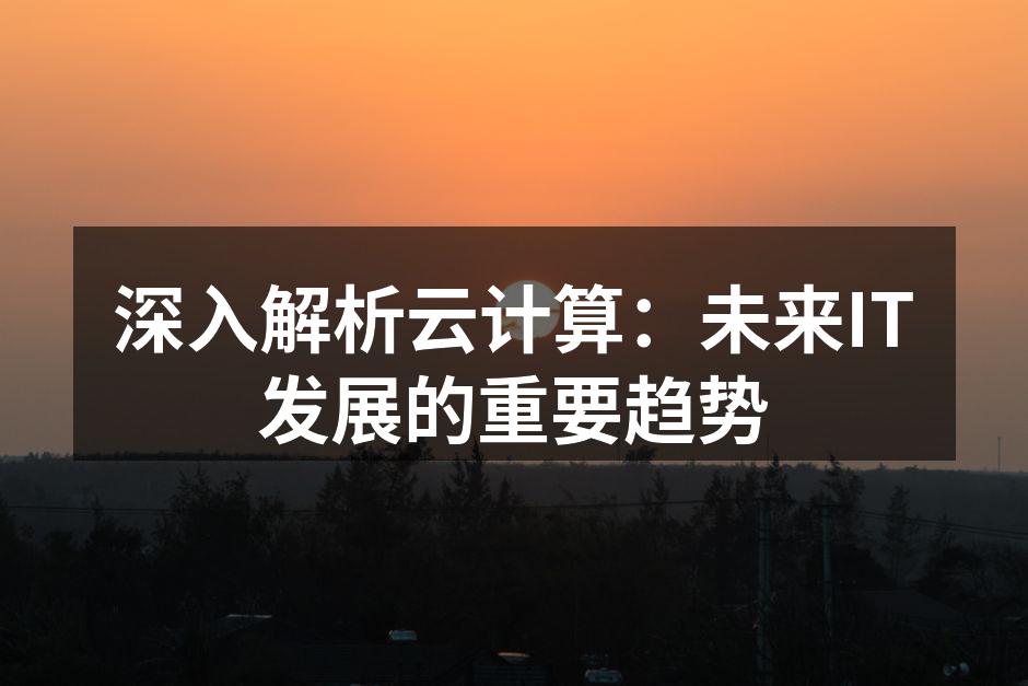 深入解析云计算:未来IT发展的重要趋势